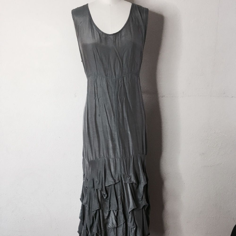 GRIZAS Gray ruffle summer dress xl